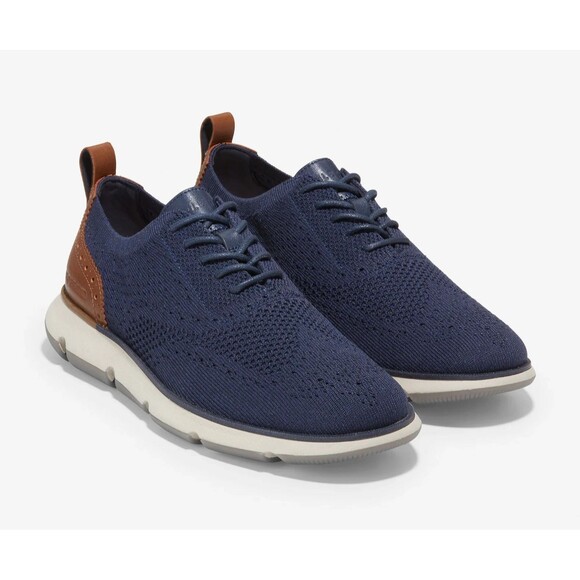 Cole Haan ZEROGRAND Stitchlite Mens Shoe Size 8.5 M Wingtip Oxford Navy Knit NEW - Picture 1 of 11